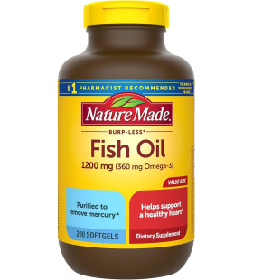 Nature Made Burp-Less Fish Oil 1200 mg, 200 Softgels