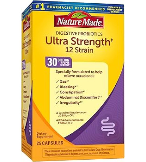 Nature Made Ultra Strength 12 Strain Digestive Probiotics 30 Billion 25 ct