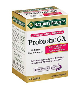 Nature's Bounty Probiotic GX Gas and Bloating Capsules 25 Ct