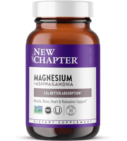 New Chapter Magnesium + Ashwagandha Supplement, 325 mg 60 ct 