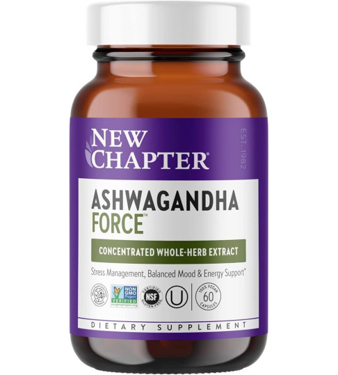 New Chapter Organic Ashwagandha Supplement, One Capsule a Day of Adaptogens for Stress Vegan, 60 Ct