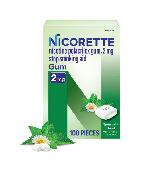 Nicorette Spearmint Burst With Chamomile Flavor 2 Mg 100 Count