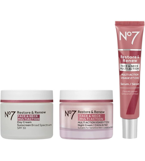 No7 Restore & Renew Fragrance Free Face & Neck Multi Action Day Cream Spf 30