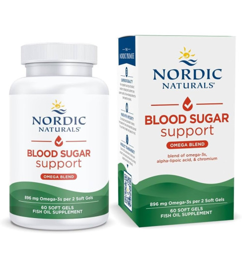 Nordic Naturals Omega Blood Sugar, Lemon - 60 Soft Gels - 896 mg Omega-3 - 30 Servings